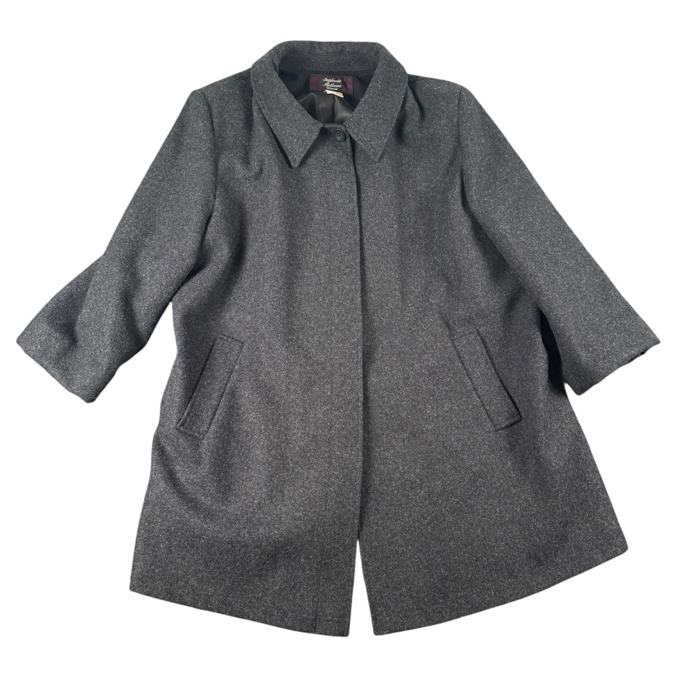 VTGStephanie Mathews Woman Gray 100% Wool Car Coat Jacket Plus Size 22/24 MX#255